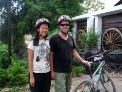 Eric and I, sweaty after our ride around Battambang.